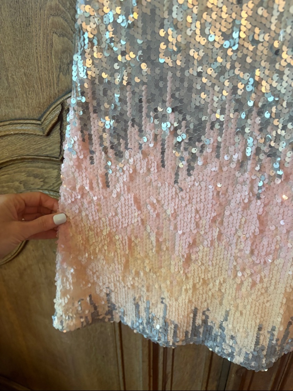 Lavender Brown Ombré sequin mini cocktail dress - Picture 5 of 13
